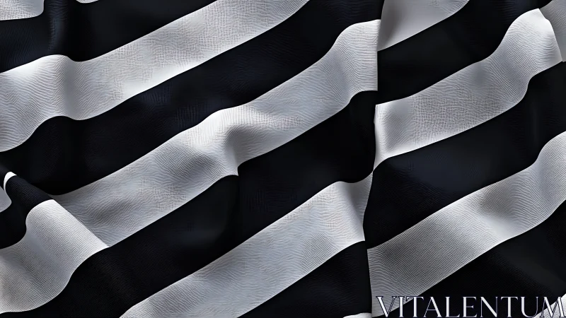 Black and white striped fabric with strong folded texture.