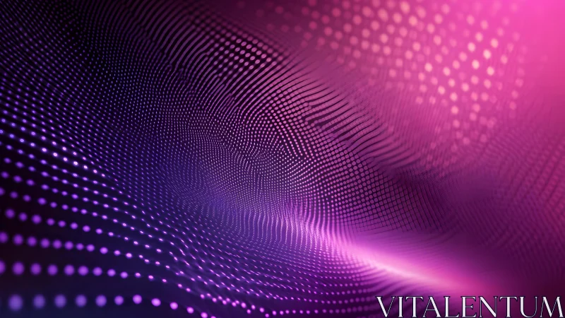 Abstract digital wave with glowing purple and pink dots pattern.