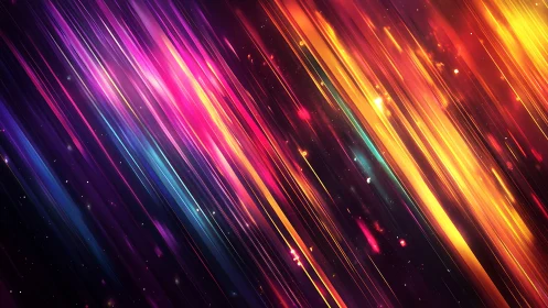 Neon spectral light trails in dynamic diagonal composition.