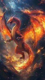 Infernal dragon ascends through vortex of flame and smoke