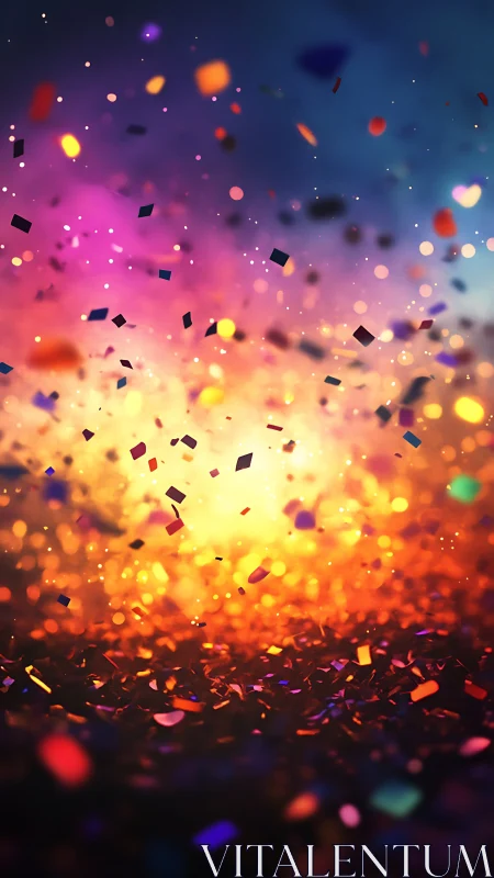Radiant confetti field dissolves into vibrant chromatic bokeh