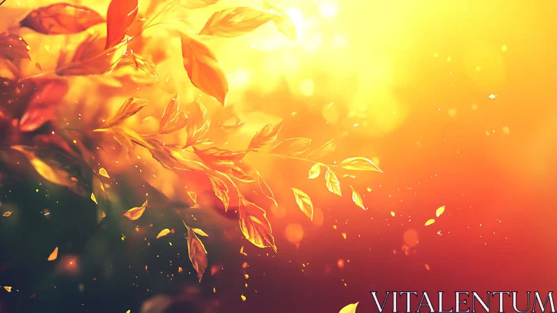 Volumetric autumn foliage under radiant bokeh illumination.