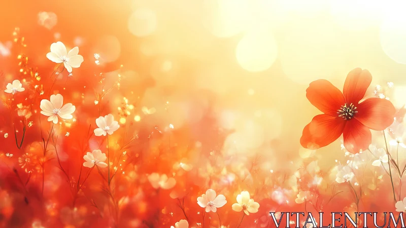 Luminescent Wildflower Field with Bokeh Light Diffusion and Warm Color Gradient