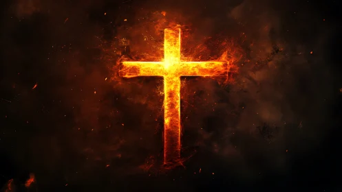 Blazing Ember Cross Burning Through the Midnight Gloom.