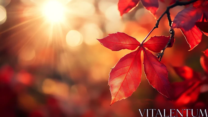 Scarlet leaves hold the last warm whisper of autumn light