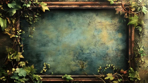 Weathered empty frame rests in lush overgrown greenery