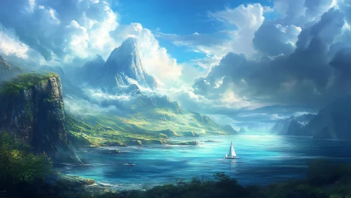 Alpine Fjord Basin with Dramatic Orographic Cloud Formation and Coastal Topography.