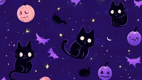 Midnight Mischief: Black Cats Dance Through Spooky Skies.
