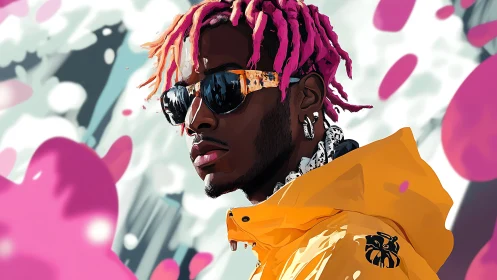 Bold portrait of cool style in neon colors and sunshine tones.