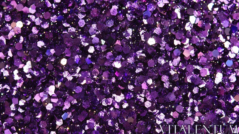 Close-up view of dense sparkling purple glitter texture.