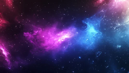 Bicolor nebula clouds span deep space with luminous starfield