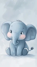 Sweet baby elephant sits with rosy cheeks and bright eyes