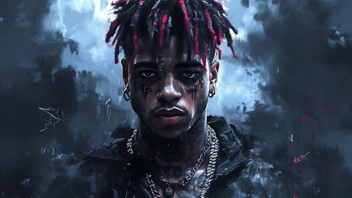 Storm-lit street poet stares down the digital midnight