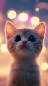 Stylized Cat Portrait with Bokeh Lighting Effects.