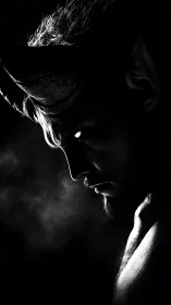 High contrast demonic profile rendered with dramatic rim lighting