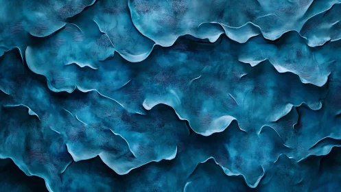 Blue macro relief of layered organic contours and textures