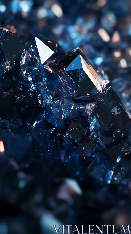 Prismatic blue crystal cluster under cinematic macro lighting