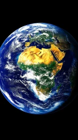 Earth glows like a blue lantern over the sunlit Sahara.