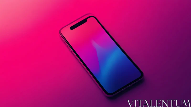 Modern smartphone rendered in vibrant neon gradient aesthetic.