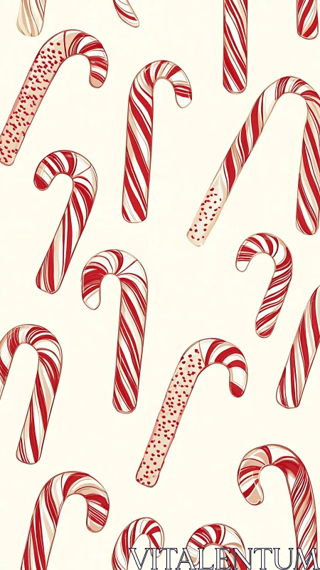 Candy Cane Pattern with Striped and Dotted Details.