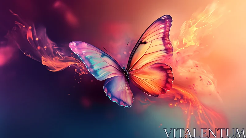 Radiant butterfly glides through glowing clouds of gentle light