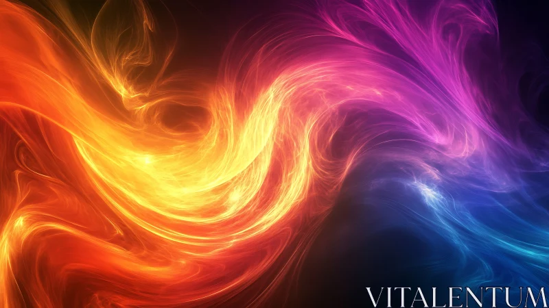 Flowing energy waves with warm to cool color spectrum transition