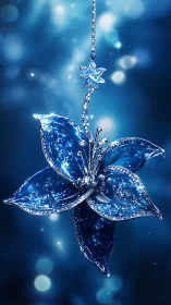 Sapphire starlight lily pendant adrift in midnight shimmer.