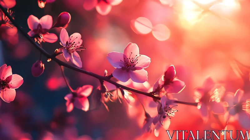 Delicate Blossoms Glowing in Warm Sunset Light