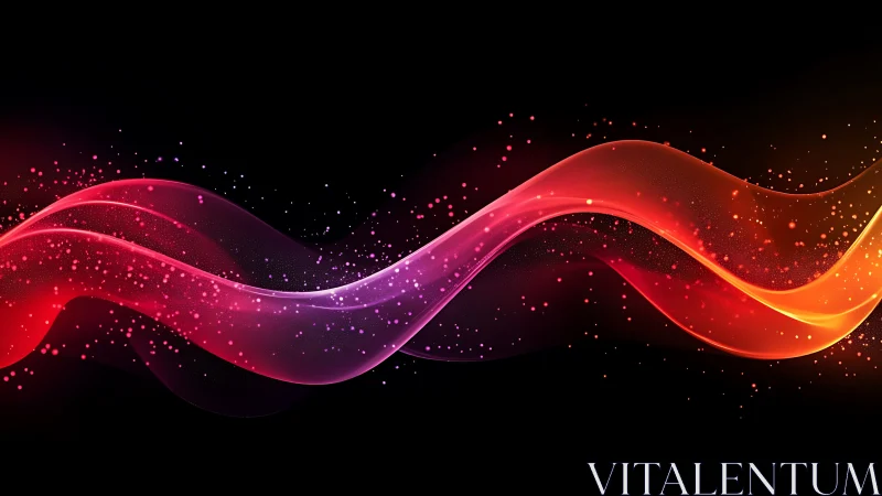 Luminous gradient wave ribbon glows across deep black field