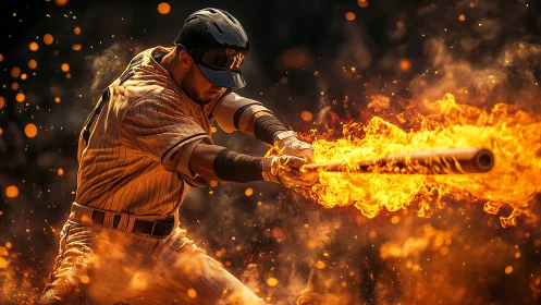 Flaming fastball slugger carves molten arcs through night air