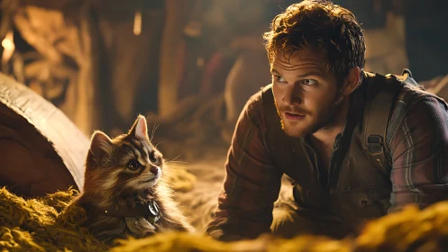 Whisker Whisperer: Man and Beast Bond in Candlelit Wonder