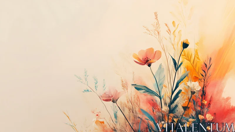 Sunset Bloom Symphony: Watercolor Garden Reverie.