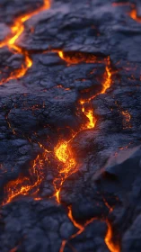 Lava Flow Surface with Incandescent Channels