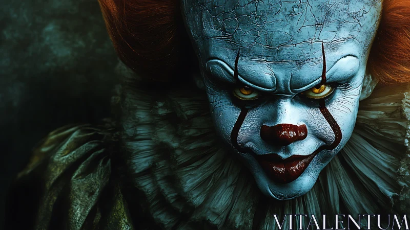 Sinister carnival grin pours menace through molten eyes