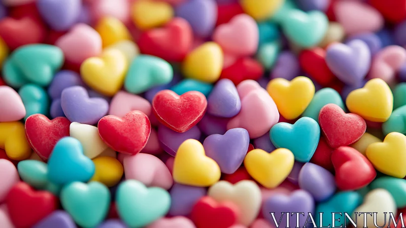 Colorful Heart-Shaped Candy Collection in Close-Up View