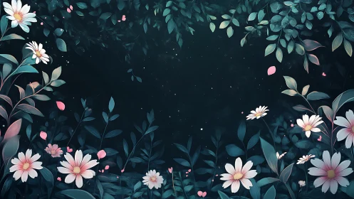 Digital Floral Nocturne: Luminous Botanicals on Deep Field.