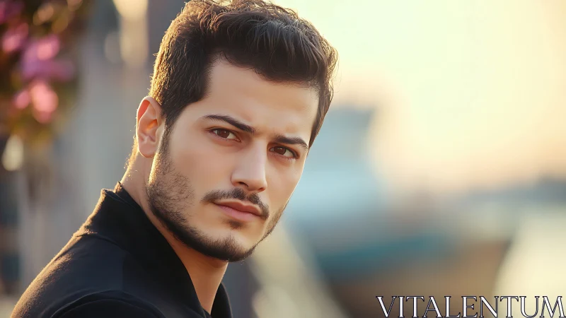 Portrait of young man in soft outdoor evening light.