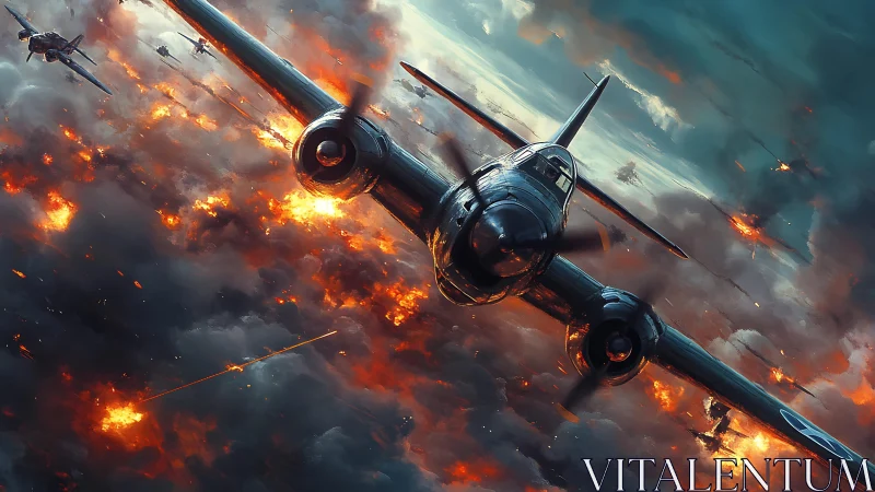 Digital warplane assault in cinematic diagonal composition.