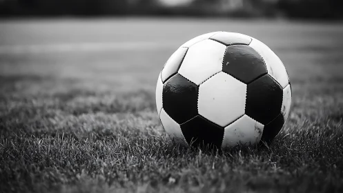 Lonely soccer ball rests on quiet field, ready for play