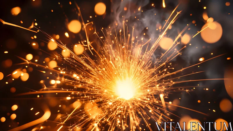 Golden sparks bursting into a pocket of night magic.