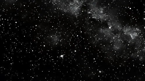 Dense starfield with bright central star and dust bands.