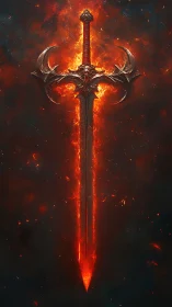 Hellforged two-handed greatsword suspended in molten aura