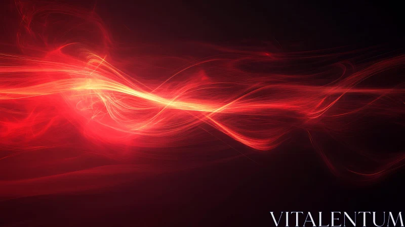 Vibrant red light waves in abstract digital art style.