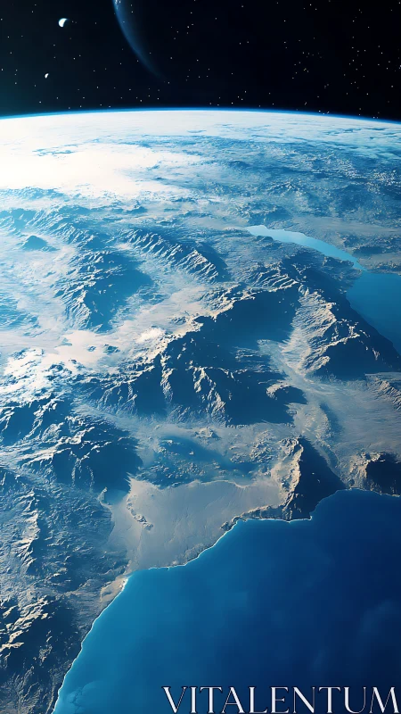 Curved planetary surface shows illuminated landmasses and oceans