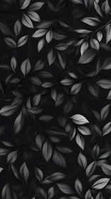 Monochrome leaf pattern displays layered overlapping foliage