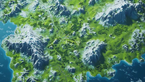 Alpine Terrain and Coastal Landscape with Mountainous Topography.