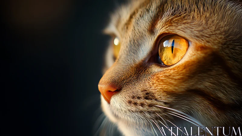 Golden-Eyed Tabby Cat Gazes with Striking Feline Expression