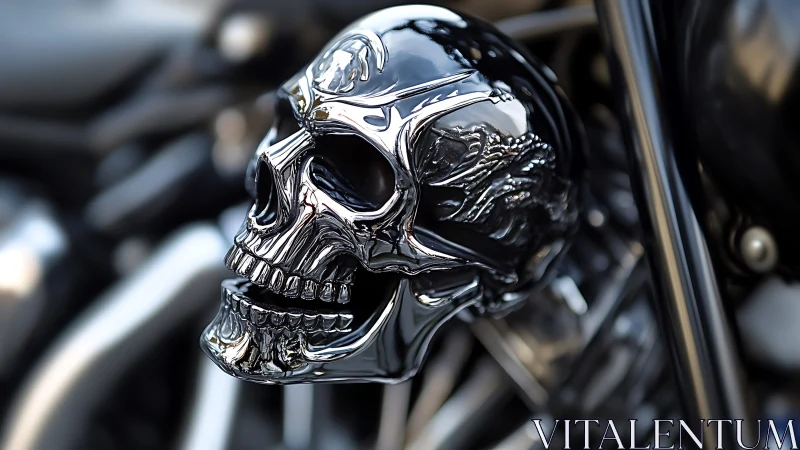 Gleaming chrome skull detail brings bold attitude to motorcycle