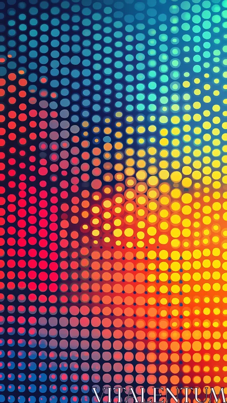Colorful pixel waves drift through a glowing halftone night
