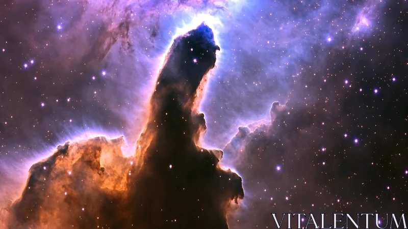 Celestial nebula pillars glow in vivid cosmic light